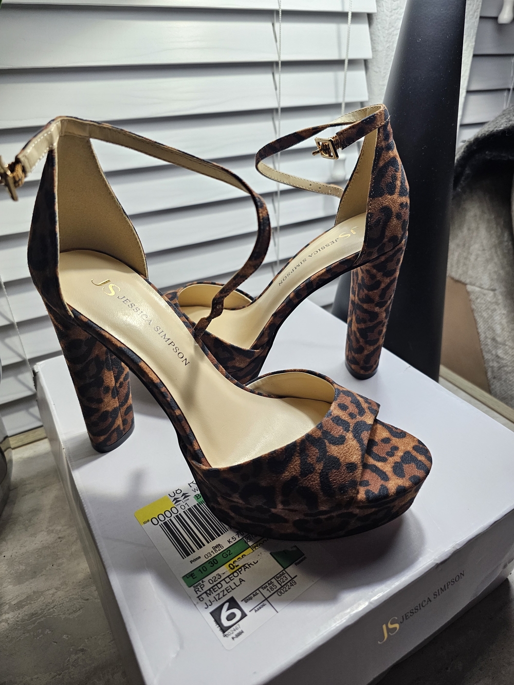 Jessica Simpson Leopard Ankle-Strap Platform Heels in Brown and Black New in box